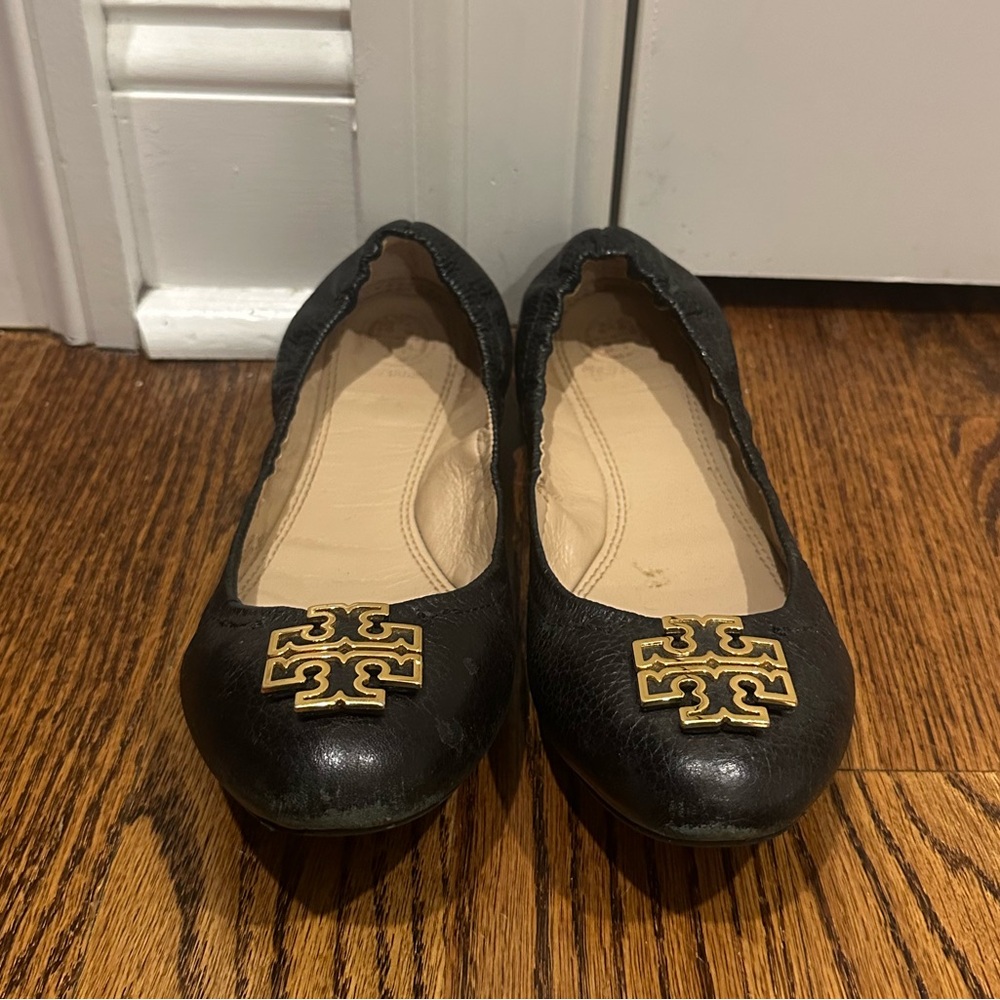 Tory Burch Black Leather Flats